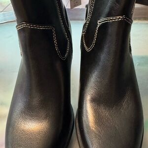 Old Navy Black and White Leather Boots